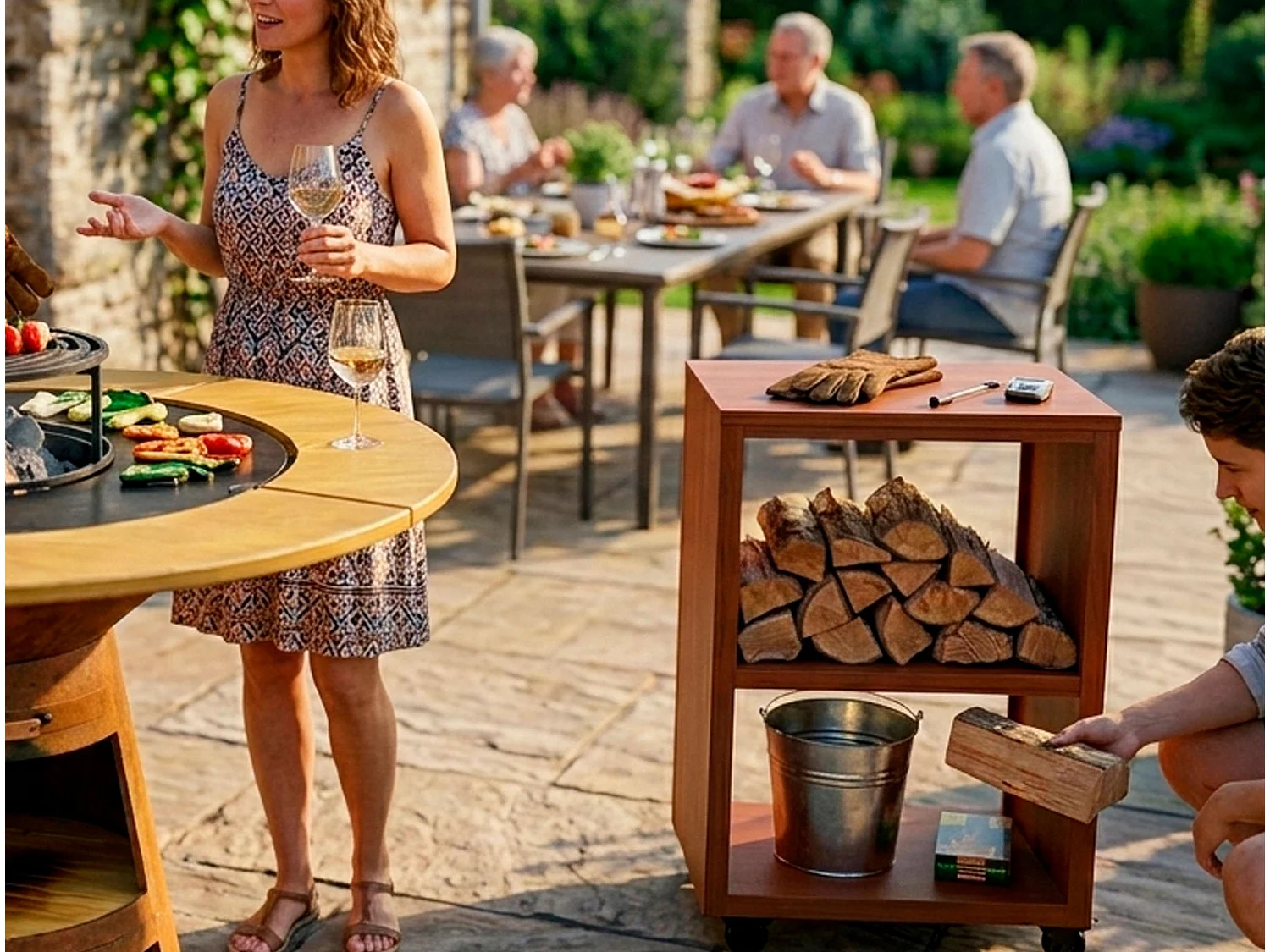 Table d'appoint pour barbecue en acier corten