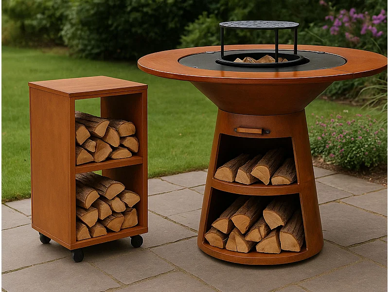Table d'appoint pour barbecue en acier corten