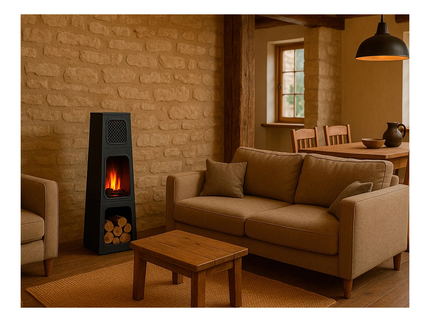 Poêle électrique pyramidale d'intérieur