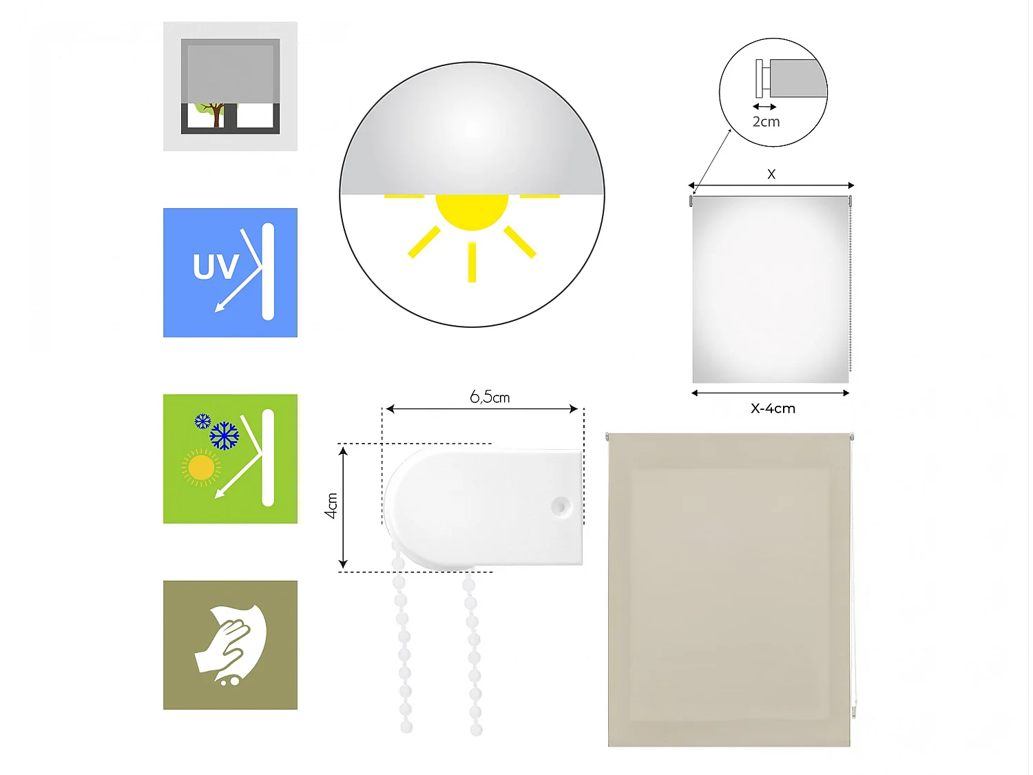 Store enrouleur Polyester Translucide 160x250