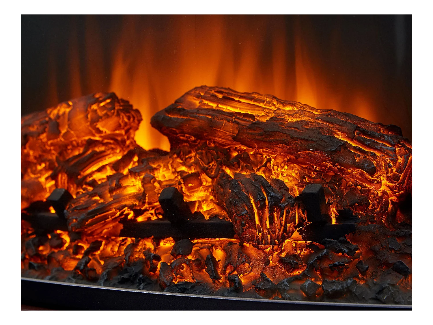 Cheminée électrique 2kW en verre trempé plat avec télécommande et flamme réglable