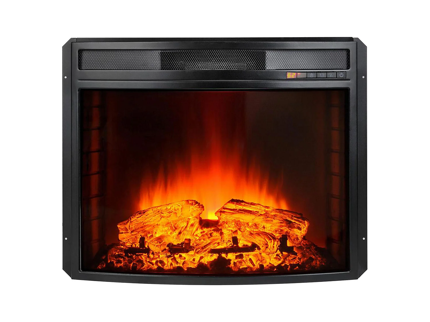 Chimenea eléctrica 2kW en cristal templado plano con mando a distancia y llama regulable