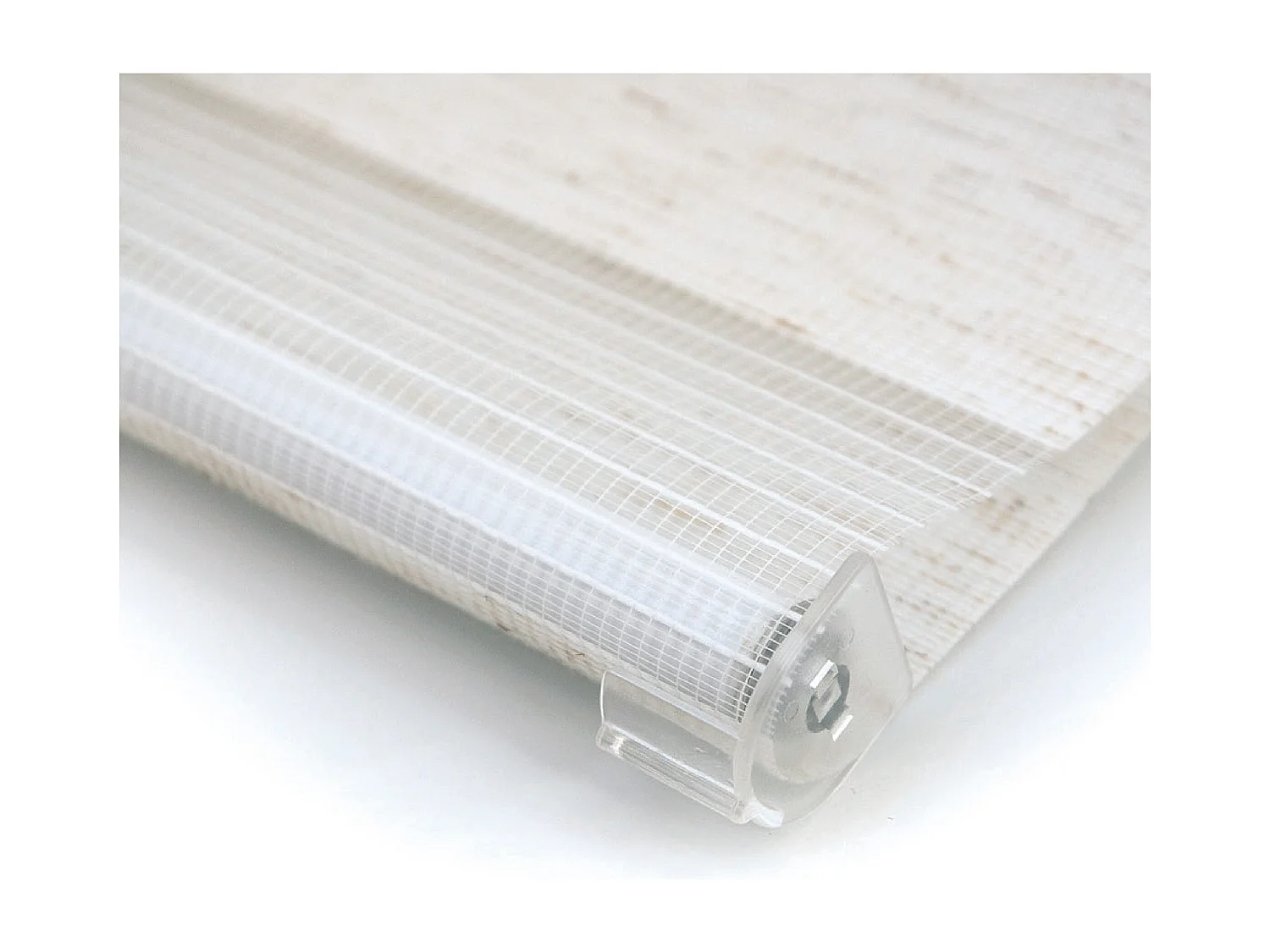 Tweekleurig dag- en nachtrolgordijn met dubbele weving en handketting