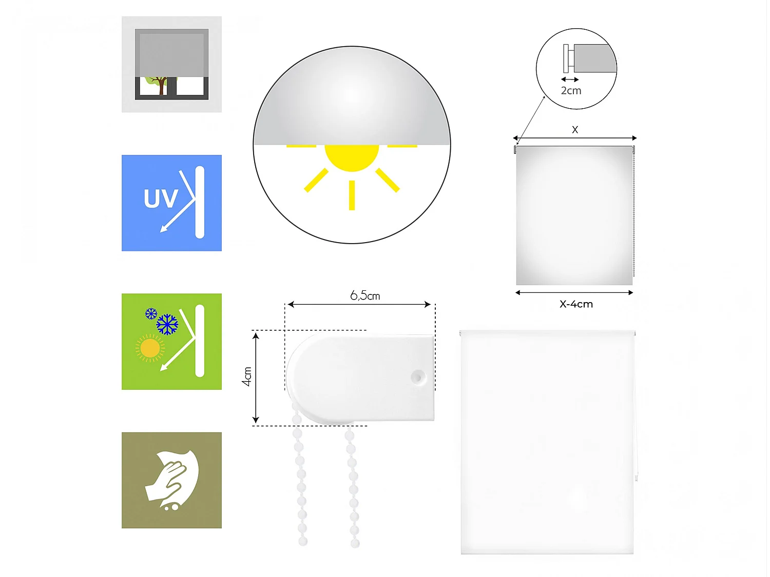 Store enrouleur Polyester Translucide 170x250