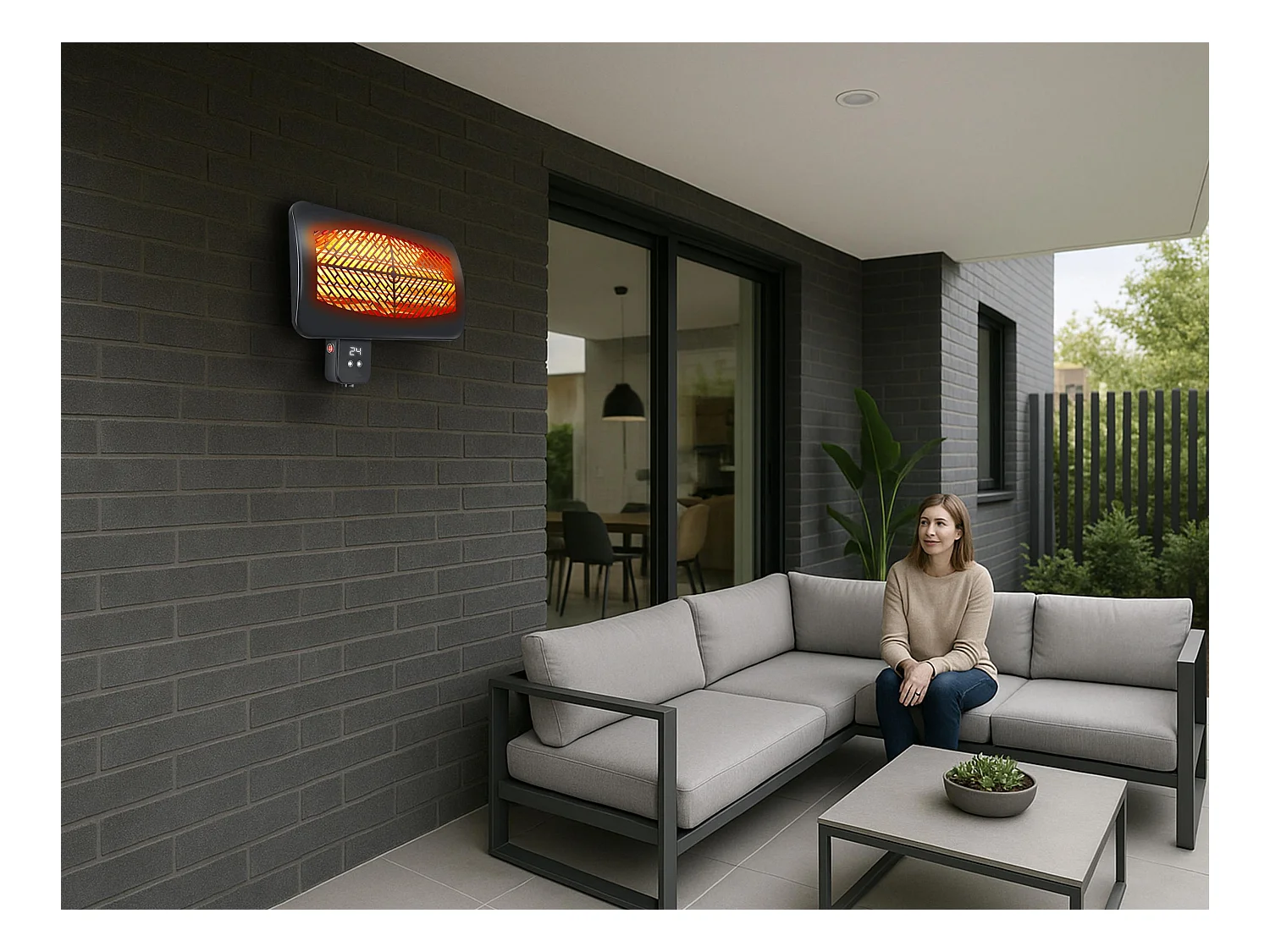 Estufa de exterior digital para pared con mando a distancia