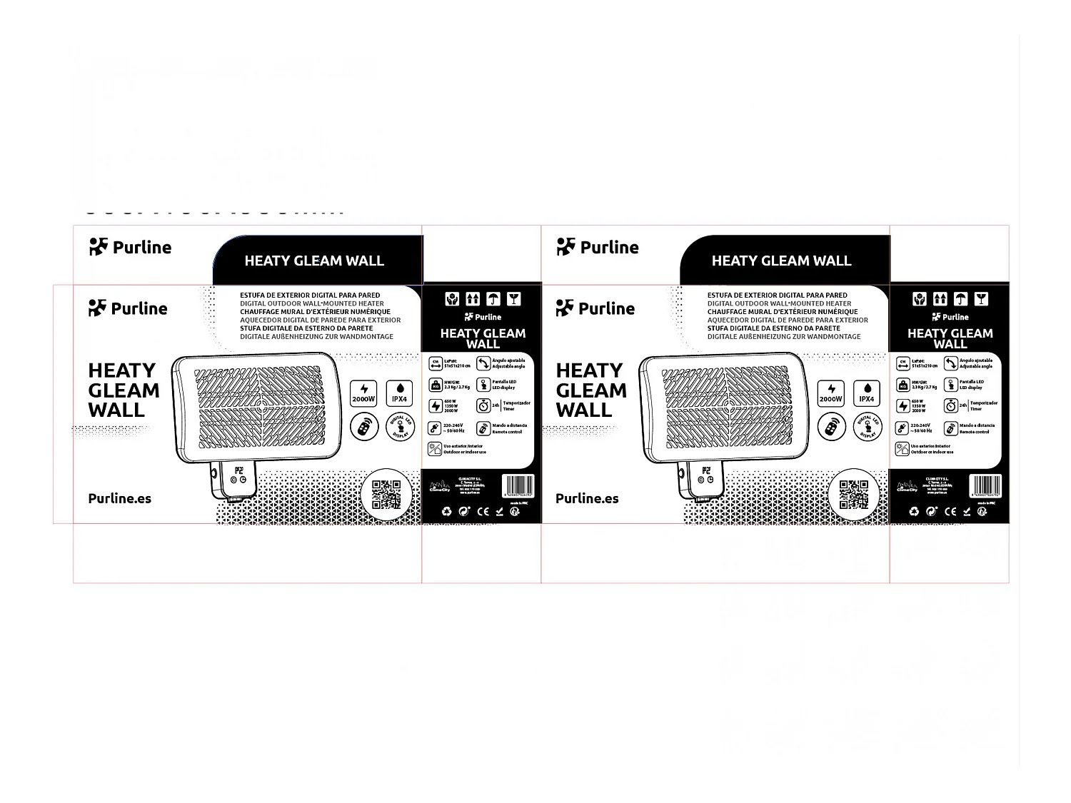Estufa de exterior digital para pared con mando a distancia