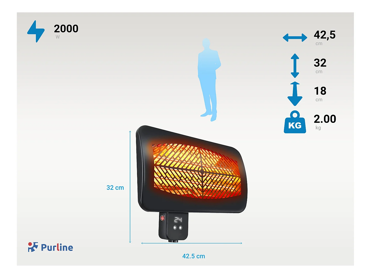 Estufa de exterior digital para pared con mando a distancia
