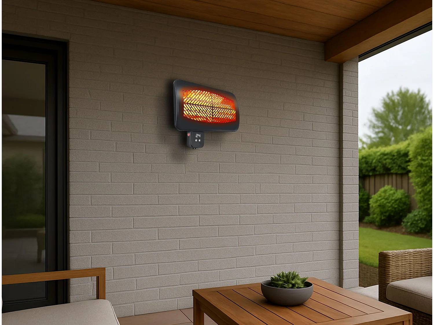 Estufa de exterior digital para pared con mando a distancia