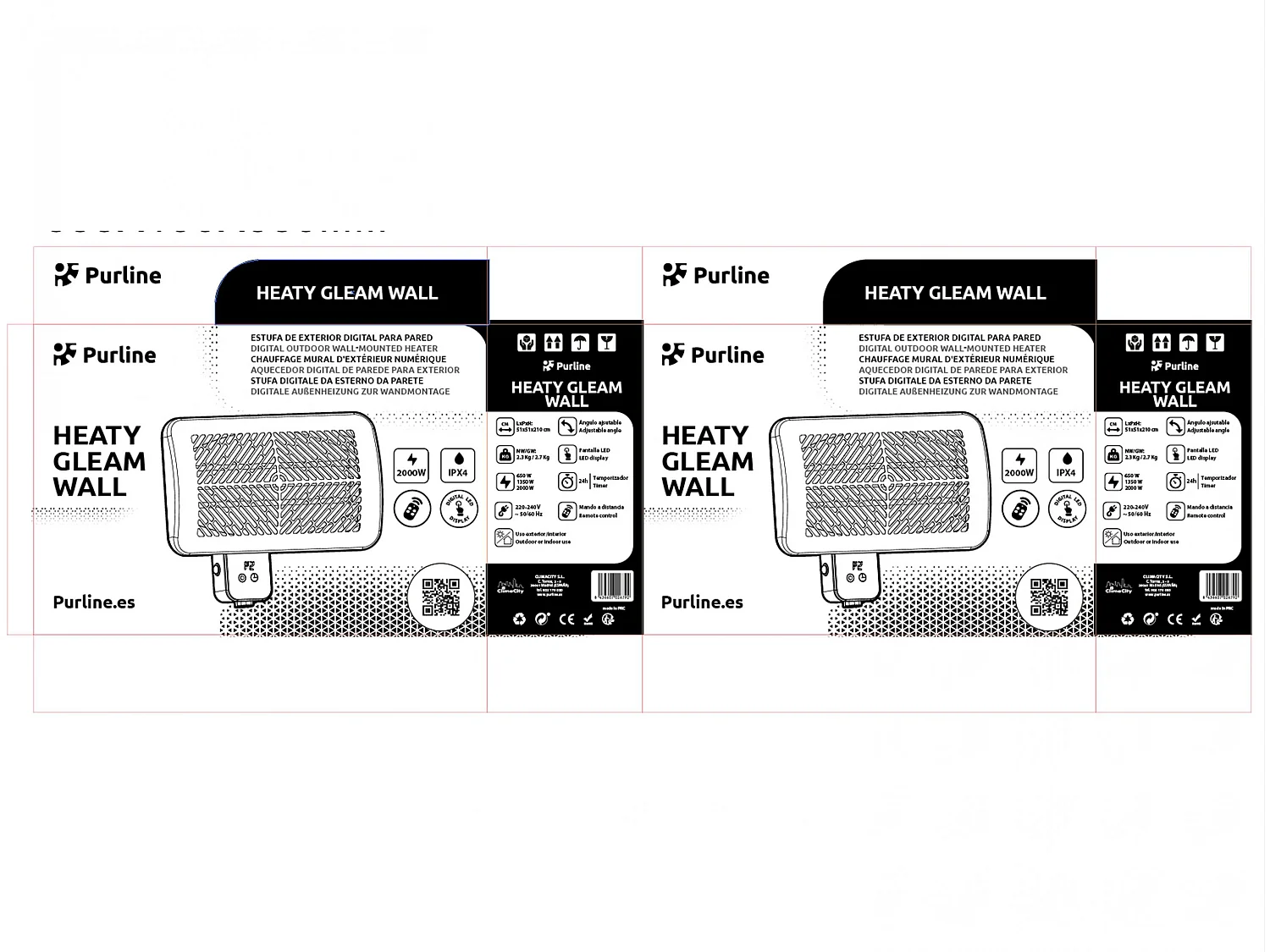 Estufa de exterior digital para pared con mando a distancia