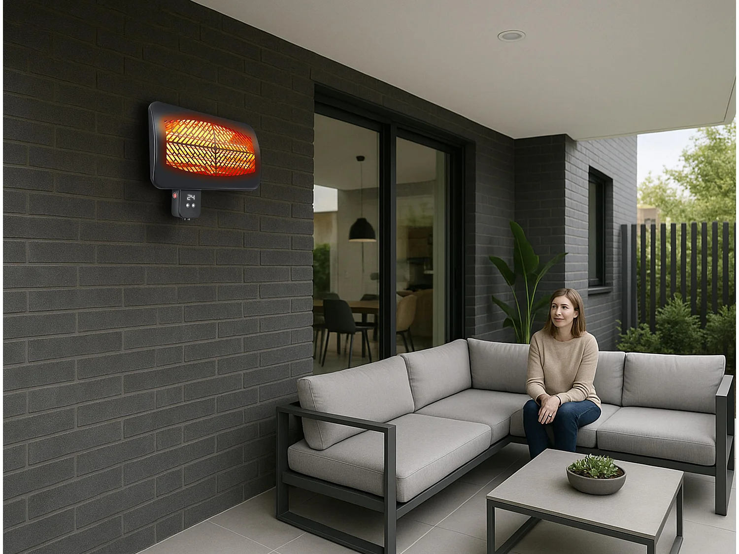 Estufa de exterior digital para pared con mando a distancia