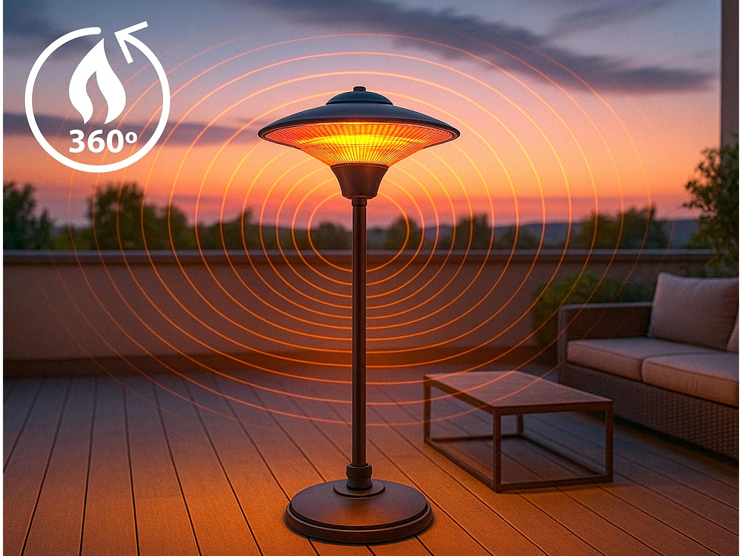 Cuisinière d'extérieur avec pied de lampadaire