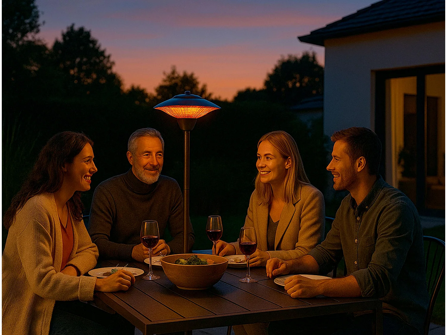 Cuisinière d'extérieur avec pied de lampadaire
