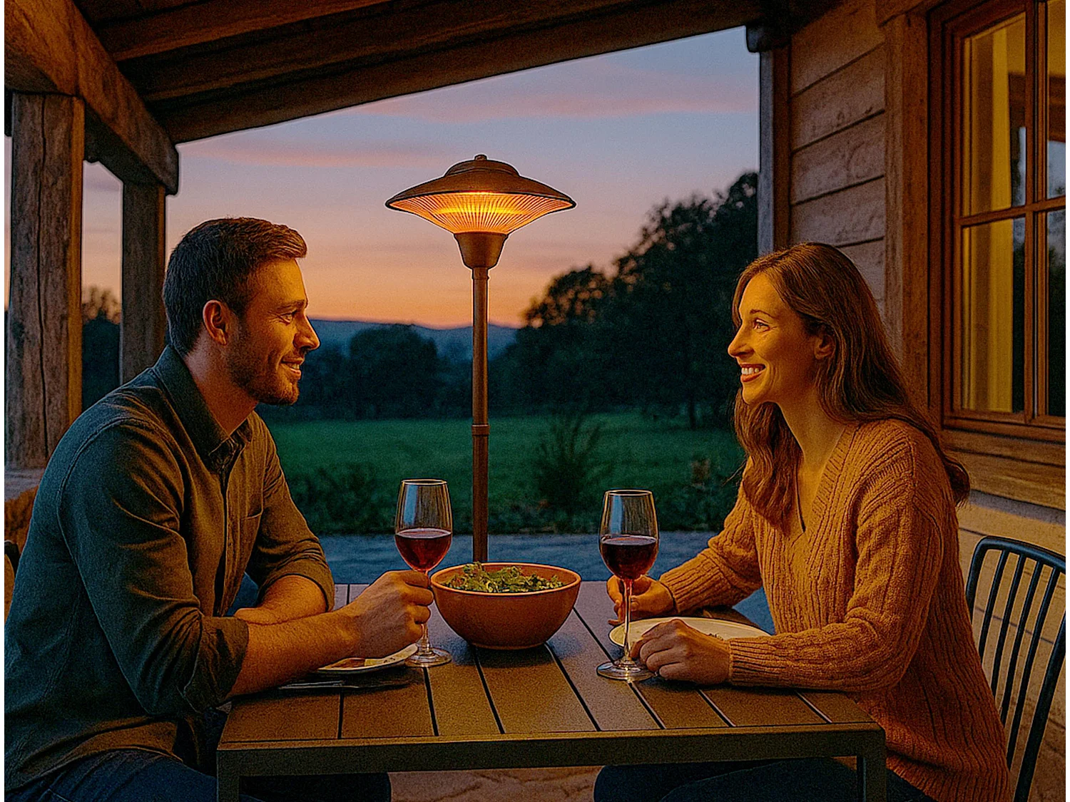 Cuisinière d'extérieur avec pied de lampadaire
