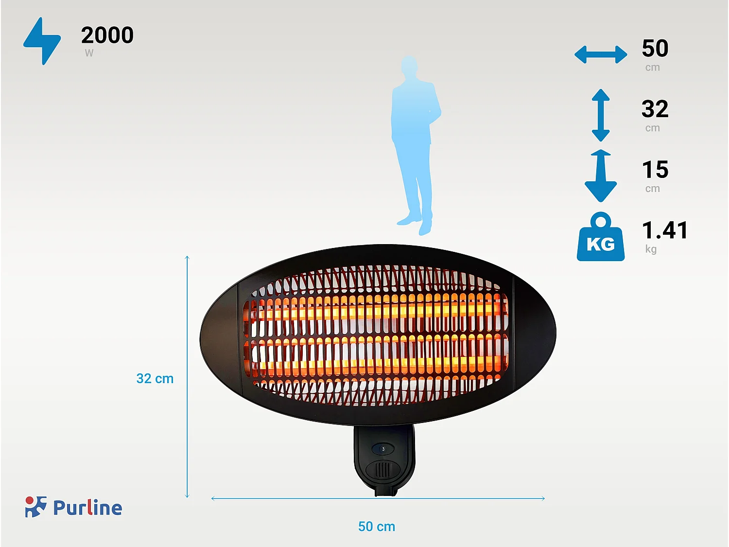 Chauffage infrarouge d'extérieur 3 puissances