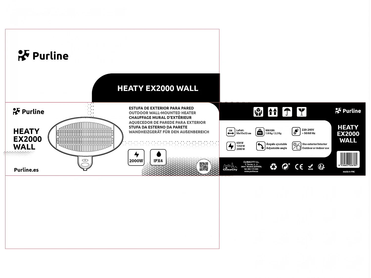Chauffage infrarouge d'extérieur 3 puissances