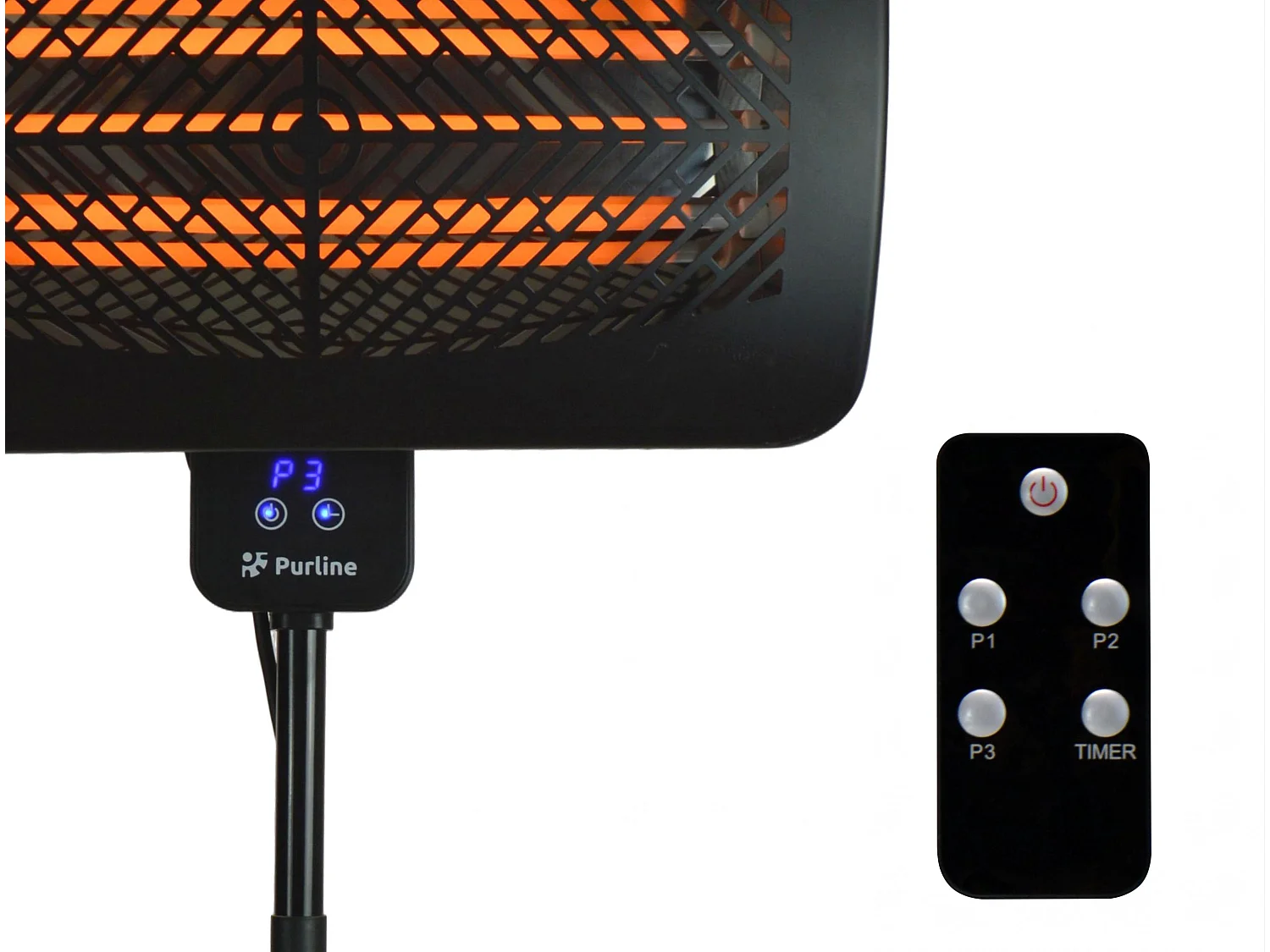 Chauffage quartz numérique d'extérieur avec pied et télécommande