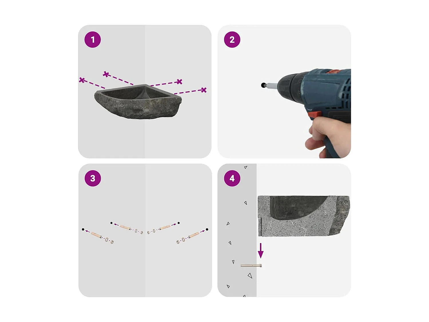 Lavabo | Bassin d'angle suspendu au mur Gris (30-37) x (30-37) x 12 cm