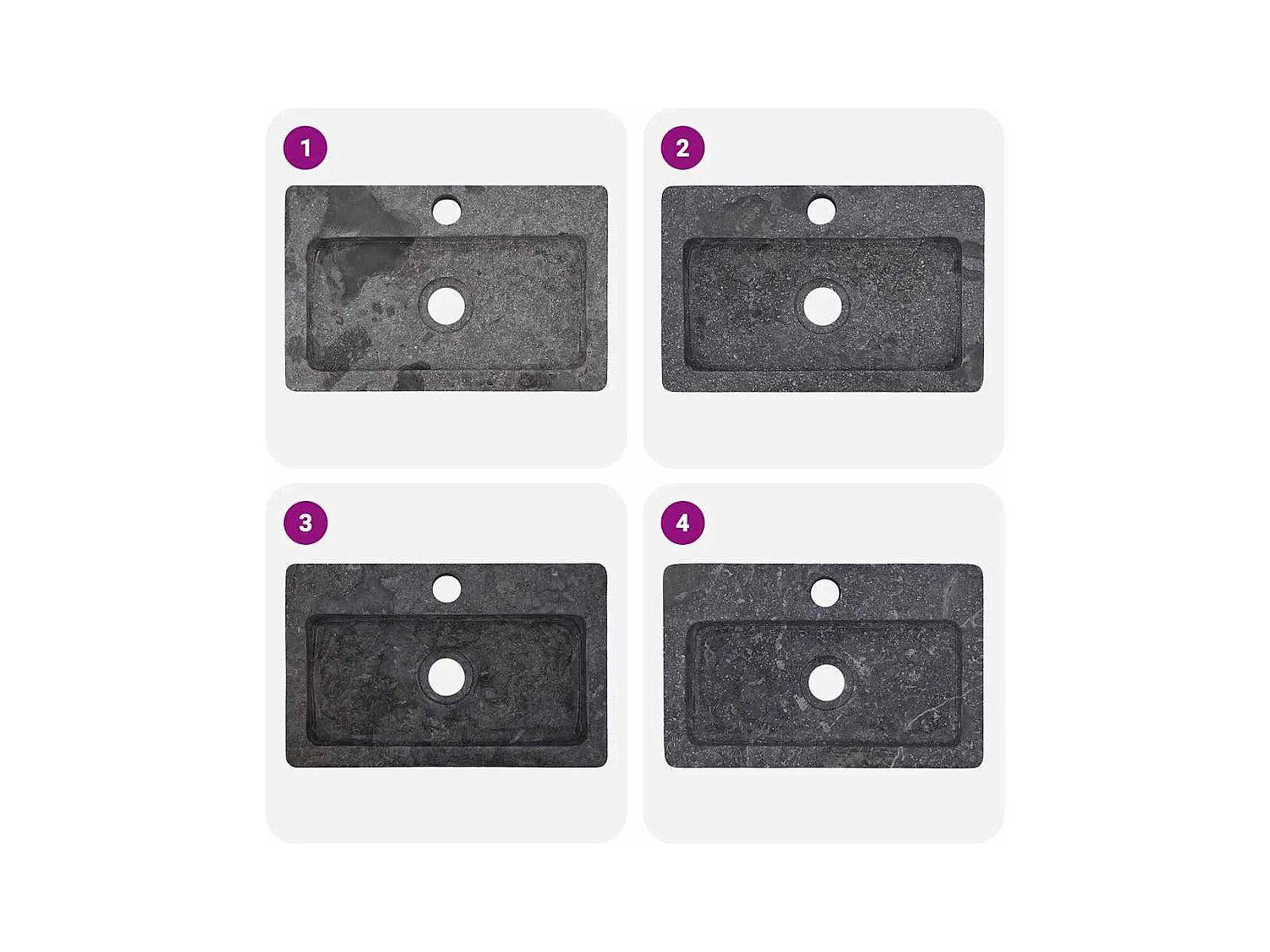 Lavabo salle de bain-Vasque mural gris 38x24x6,5 cm marbre