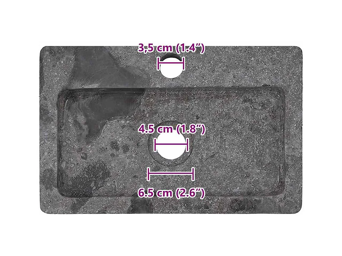 Lavabo salle de bain-Vasque mural gris 38x24x6,5 cm marbre