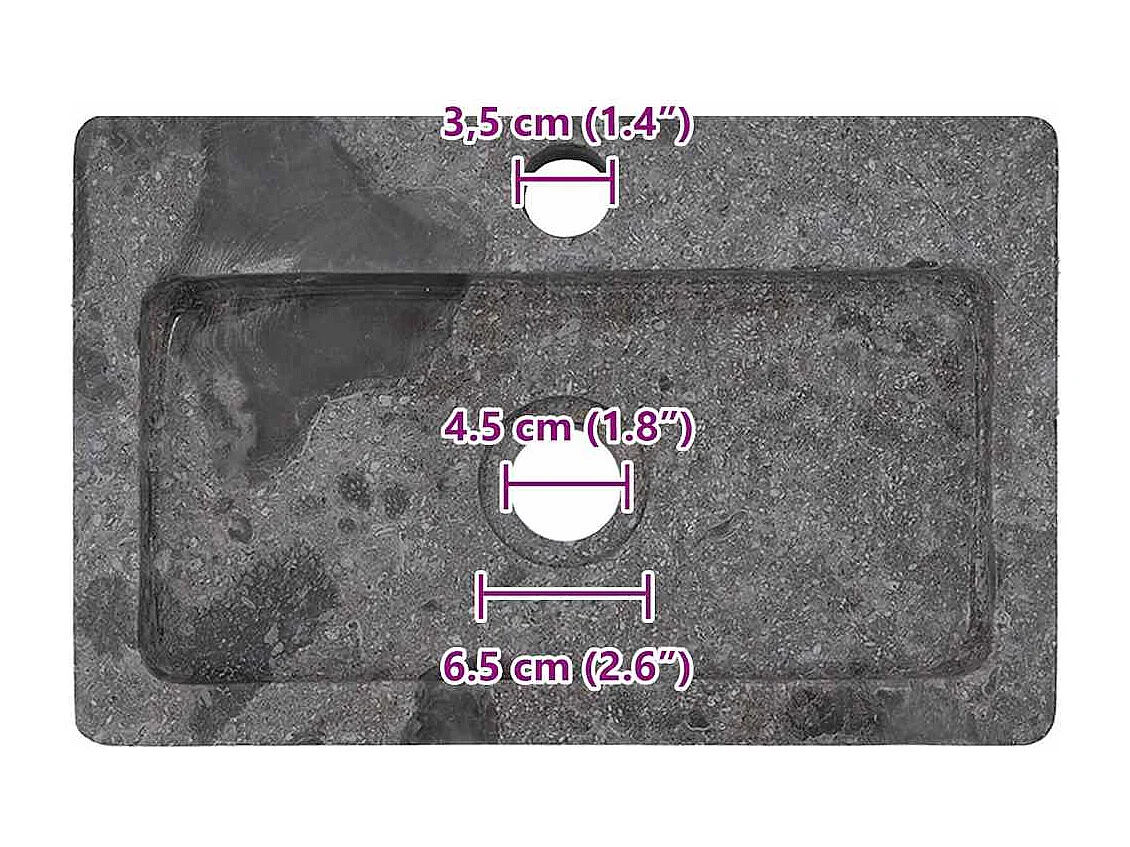 Lavabo salle de bain-Vasque mural gris 38x24x6,5 cm marbre