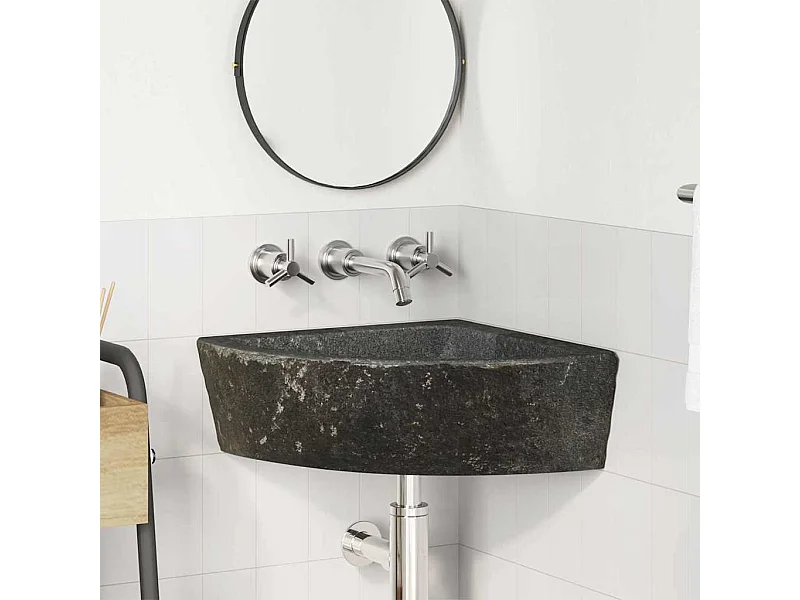 Lavabo | Bassin d'angle suspendu au mur Gris (38-45) x (38-45) x 12 cm