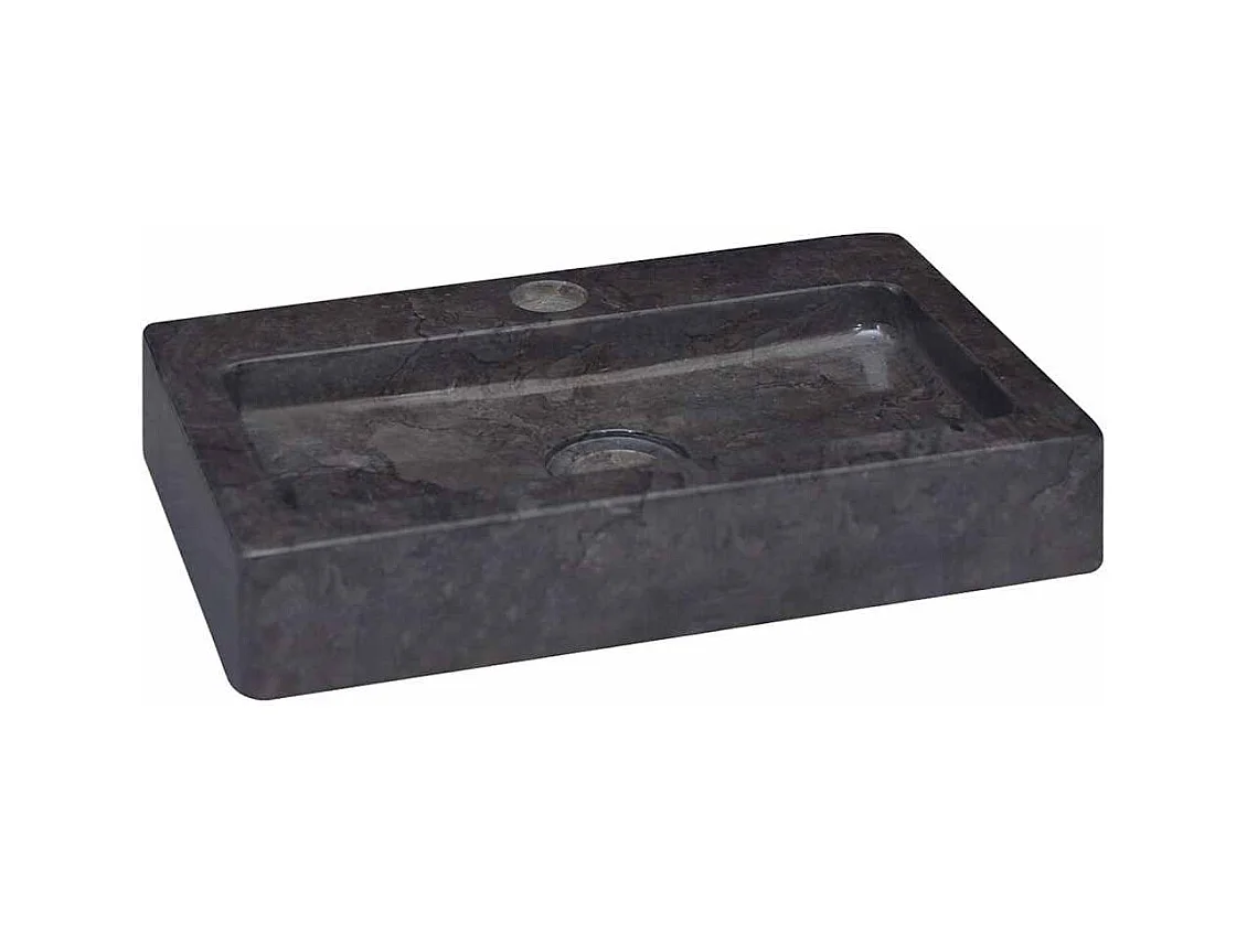 Lavabo salle de bain-Vasque mural noir 38x24x6,5 cm marbre