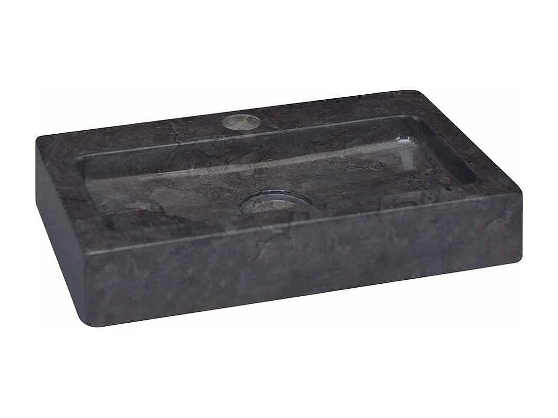 Lavabo salle de bain-Vasque mural noir 38x24x6,5 cm marbre