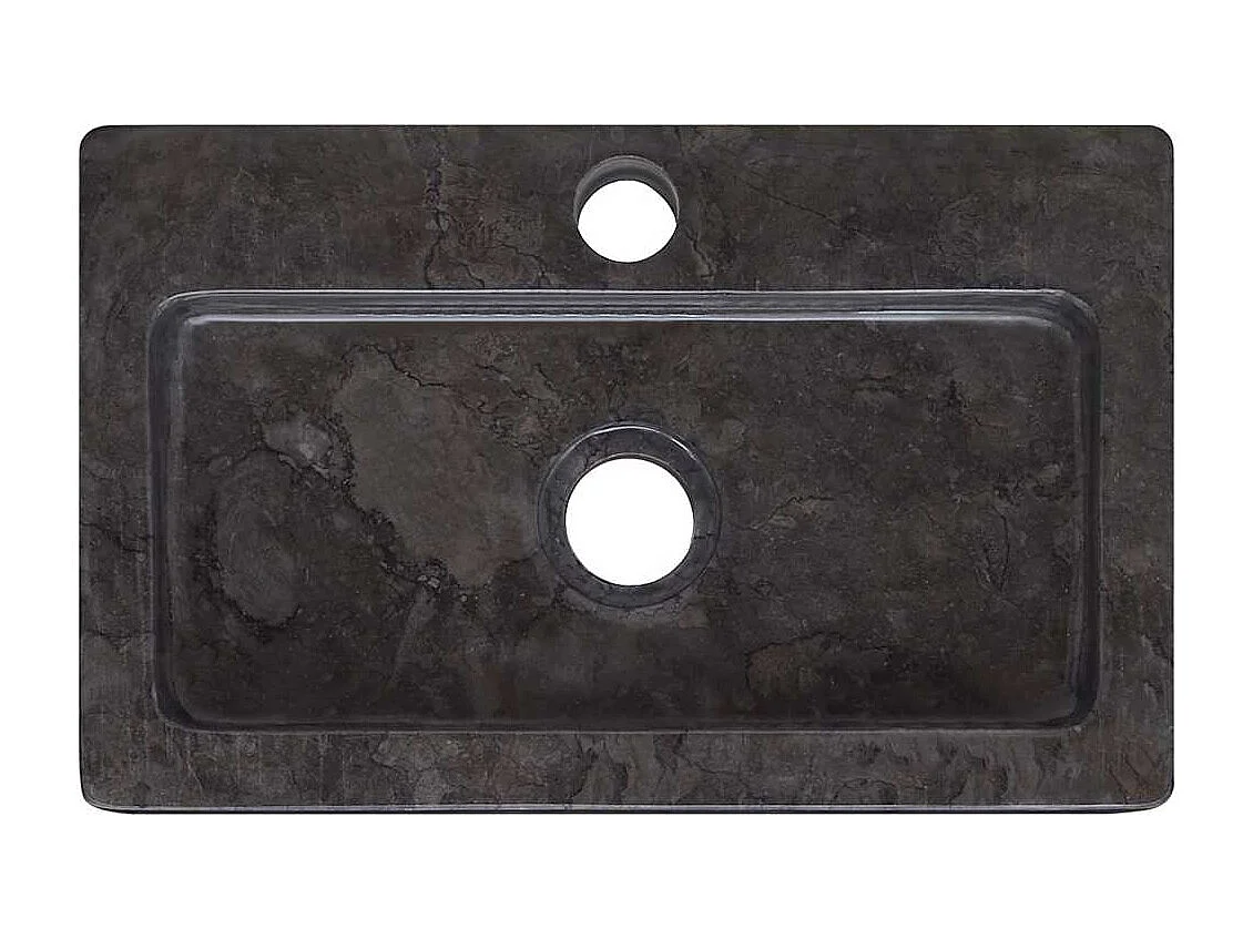 Lavabo salle de bain-Vasque mural noir 38x24x6,5 cm marbre