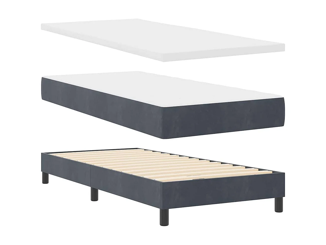 Lit simple-Lit à ressorts avec matelas gris foncé 80x200 cm en velours