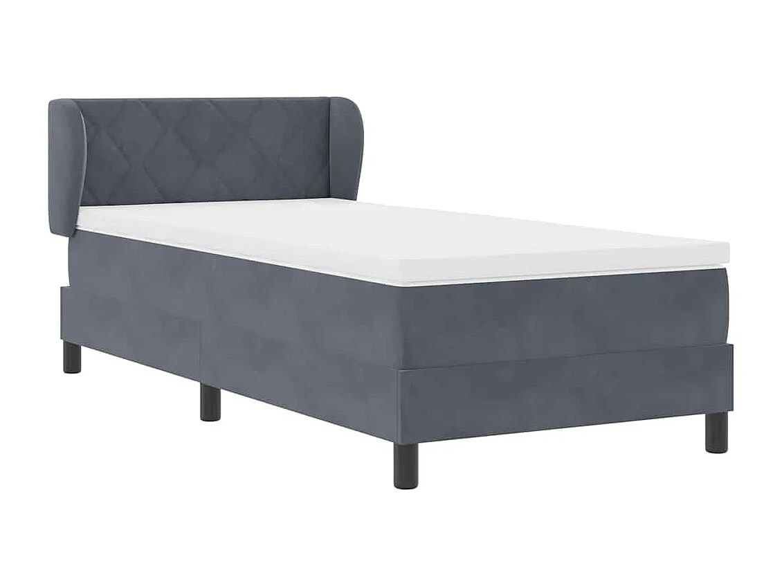 Lit simple-Lit à ressorts avec matelas gris foncé 80x200 cm en velours