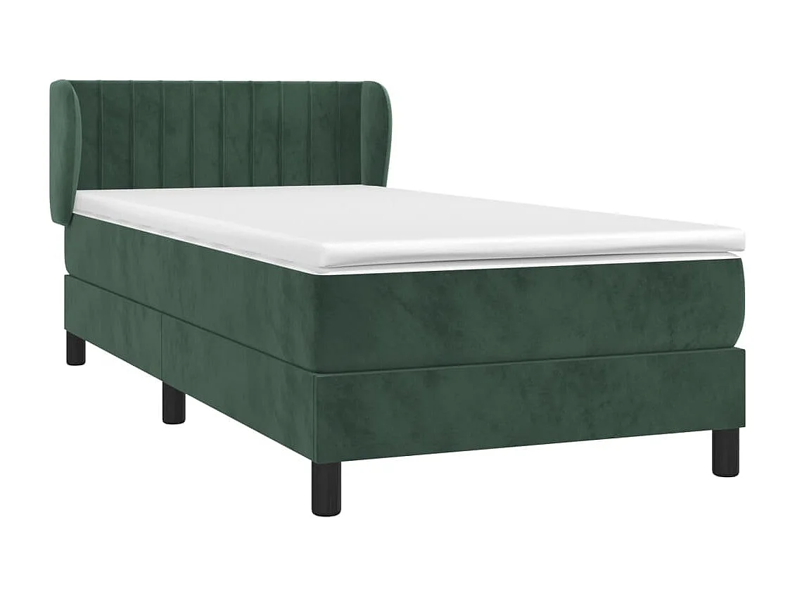 Cama individual | Cama box spring con colchón terciopelo verde oscuro 80x200 cm SHL105963