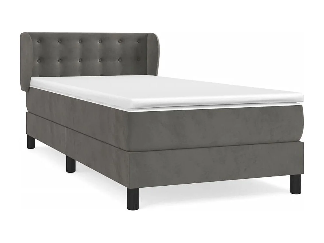 Einzelbett | Bettgestell | Boxspringbett mit Matratze Dunkelgrau 80x200 cm Samt SHL459102