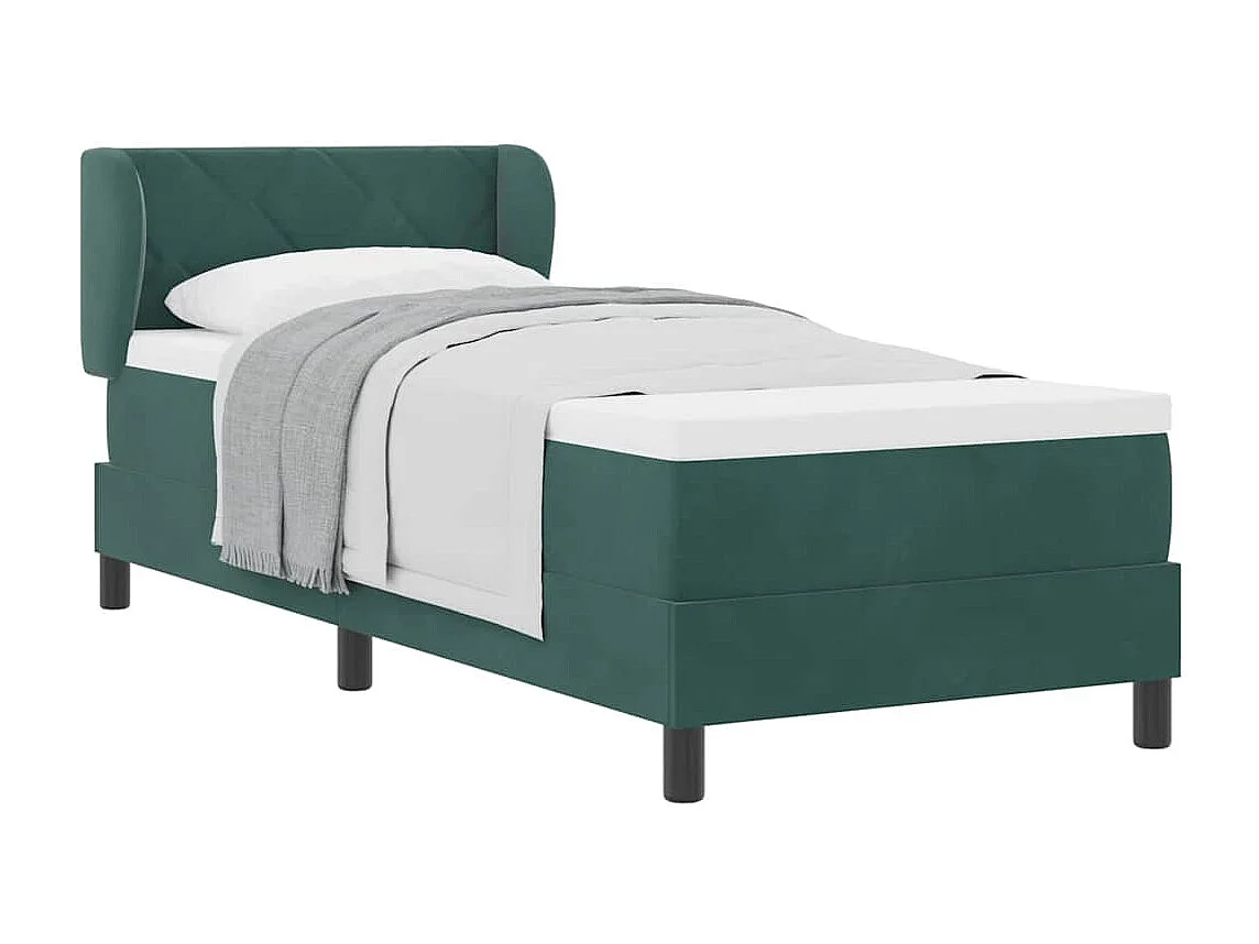 Einzelbett | Bettgestell | Boxspringbett mit Matratze Dunkelgrau 80x200 cm Samt Dunkelgrün SHL455460