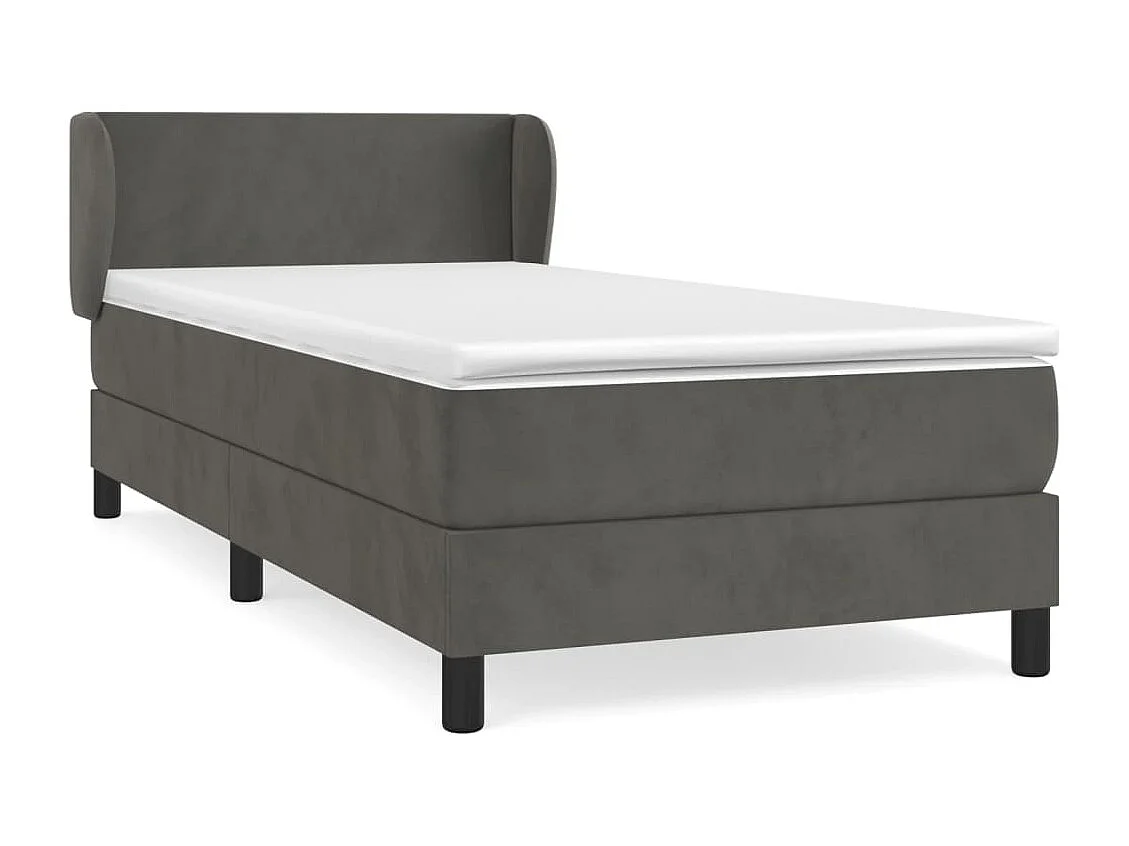 Cama de solteiro | Cama de adulto | Cama com molas/colchão 80x200cm veludo cinza-escuro SHL187265