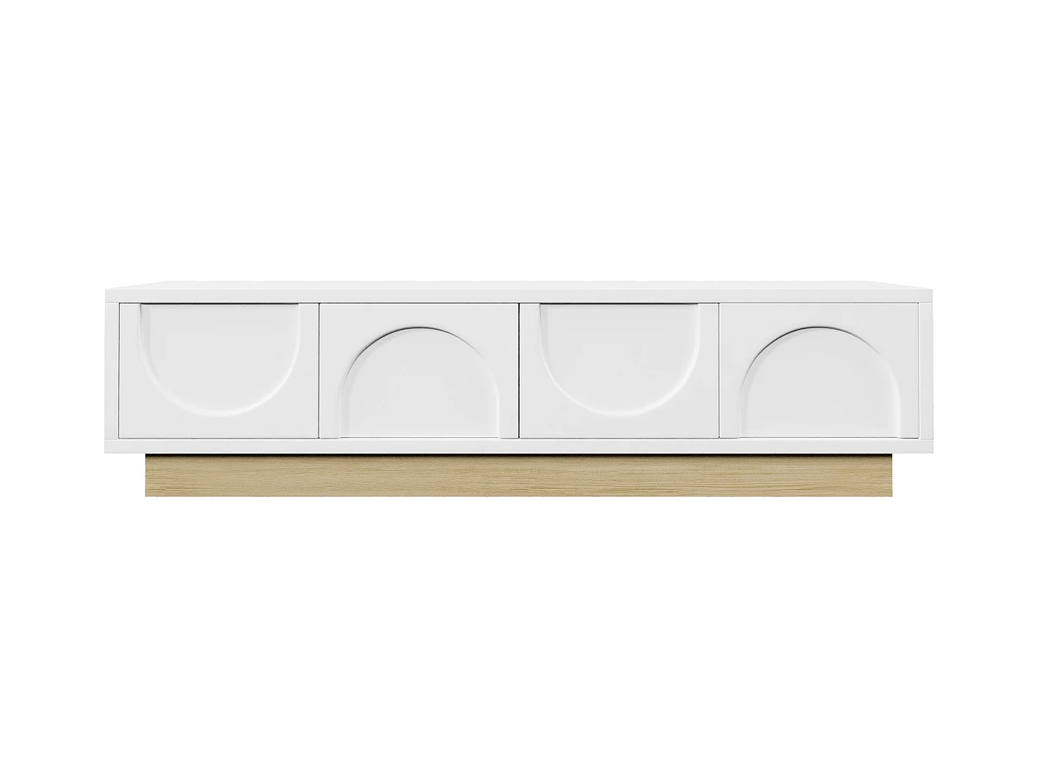 Lowboard TV-Schrank Weiß mit Holzmaserung Kabelmanagement bis zu 75 Zoll (175×40×42 cm), TV-Board Fernsehschrank Kommode für Wohnzimmer Schlafzimmer