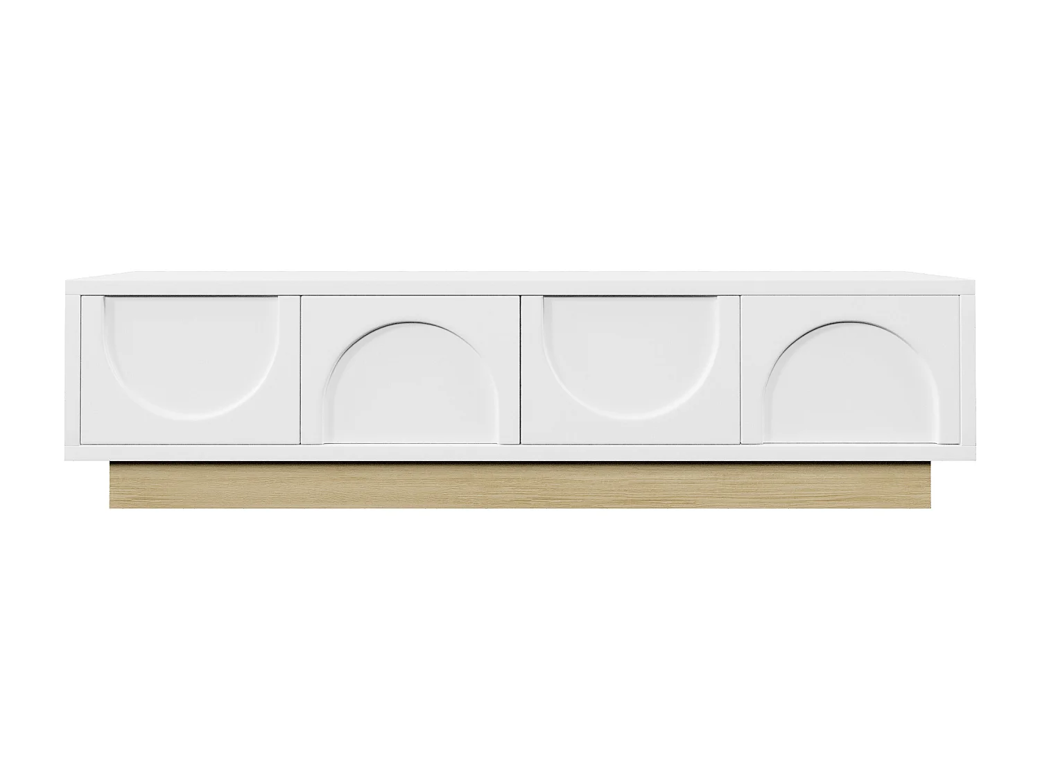 Lowboard TV-Schrank Weiß mit Holzmaserung Kabelmanagement bis zu 75 Zoll (175×40×42 cm), TV-Board Fernsehschrank Kommode für Wohnzimmer Schlafzimmer