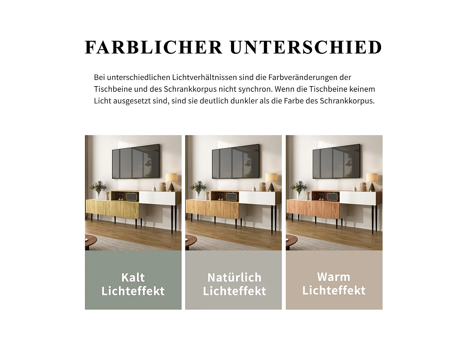 Lowboard TV-Schrank TV-Ständer mit verstellbarer Länge (120 + 120 L x 30 B x 63,5 H), Multifunktionales TV-Board Fernsehschrank für Wohnzimmer Schlafzimmer
