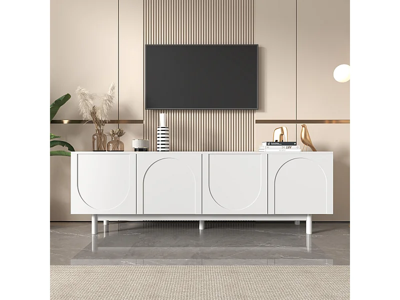 Lowboard Moderner TV-Schrank Mit Verstellbare Einlegeplatten 175x38x56 cm (Leichte Lowboard-TV-Möbel im Luxusstil), TV-Board für Wohnzimmer Schlafzimmer Esszimmer