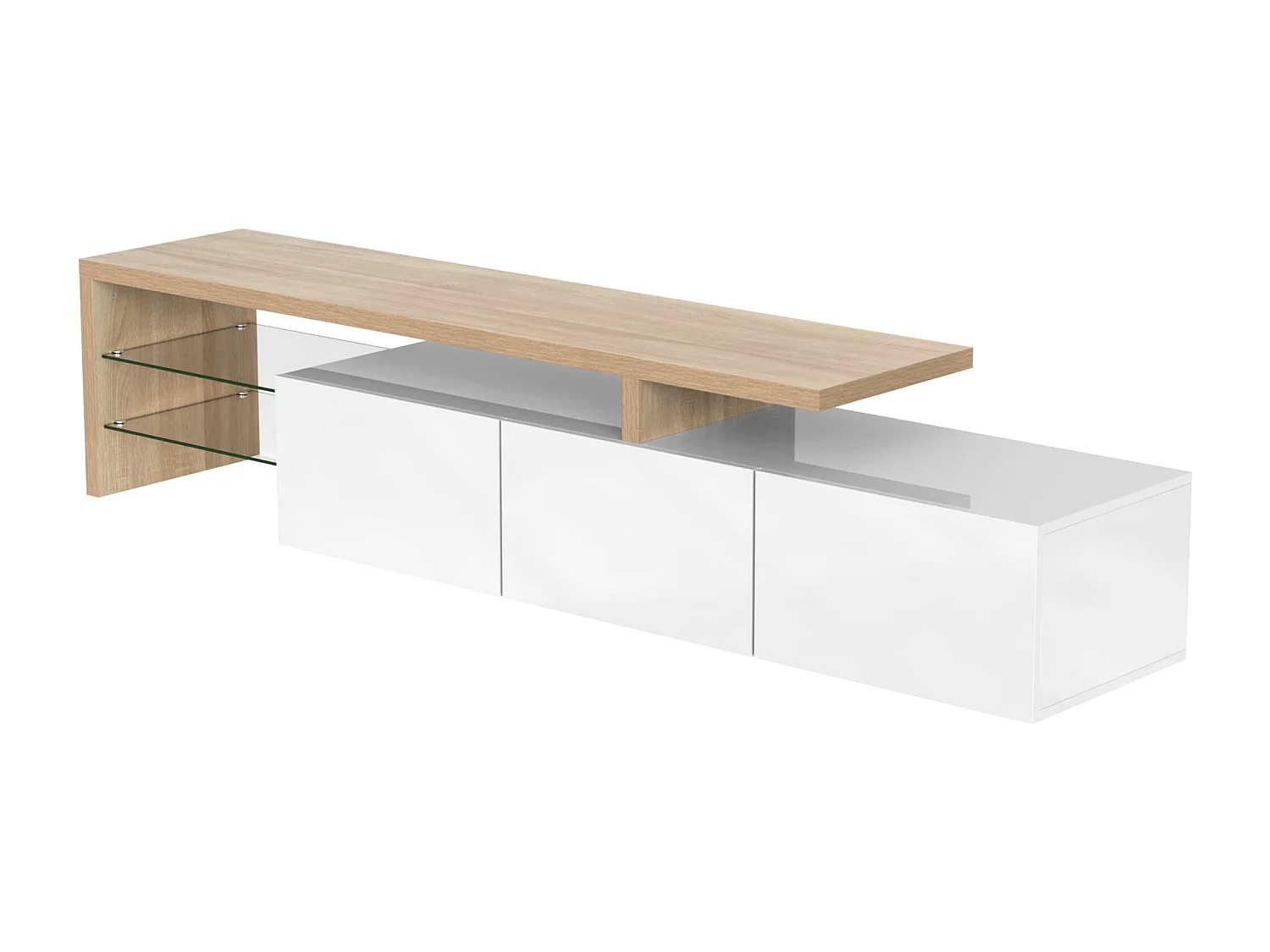 Lowboard TV-Schrank im Hochglanz mit LED-Beleuchtung (197,5 L x 39 B x 42 H cm), TV-Board Fernsehschrank Kommode für Wohnzimmer Schlafzimmer