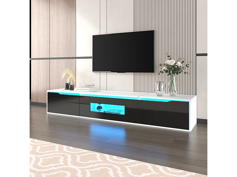 Lowboard Hochglanz-TV-Schrank mit farbwechselndem LED-Licht (180 × 30 × 35cm), TV-Board Fernsehschrank für Wohnzimmer Schlafzimmer