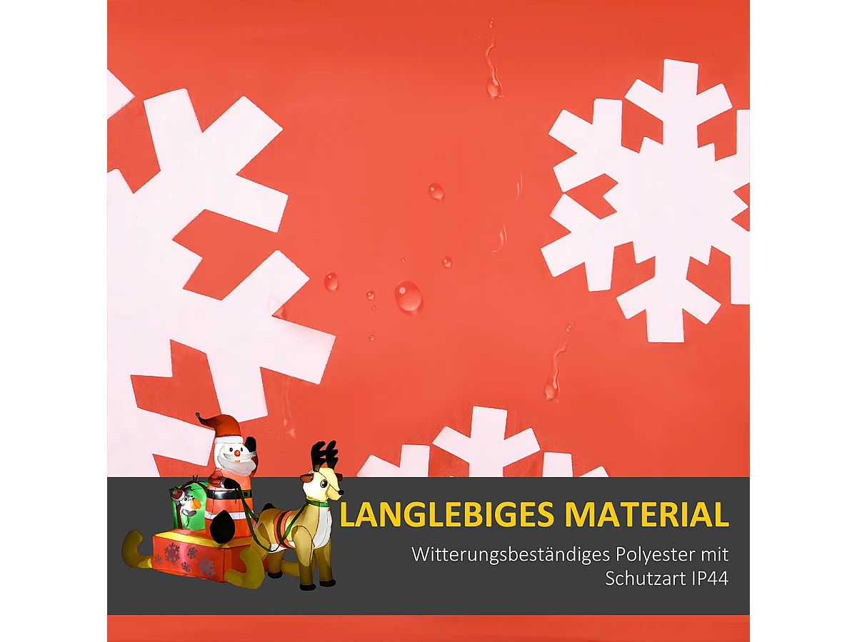 Aufblasbare Weihnachtsdeko mit LED-Beleuchtung Weihnachtsmann Weihnachtsbeleuchtung 1,22 m