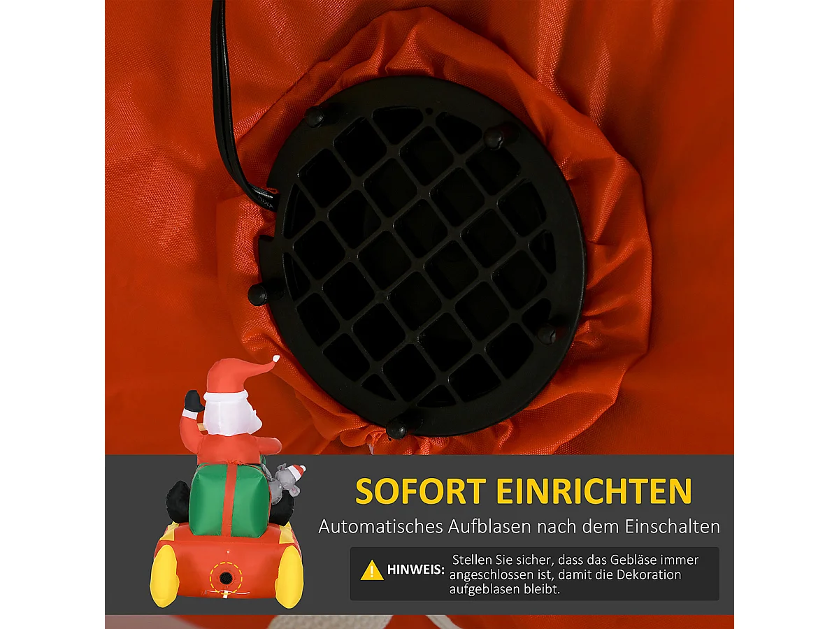 Aufblasbare Weihnachtsdeko mit LED-Beleuchtung Weihnachtsmann Weihnachtsbeleuchtung 1,22 m