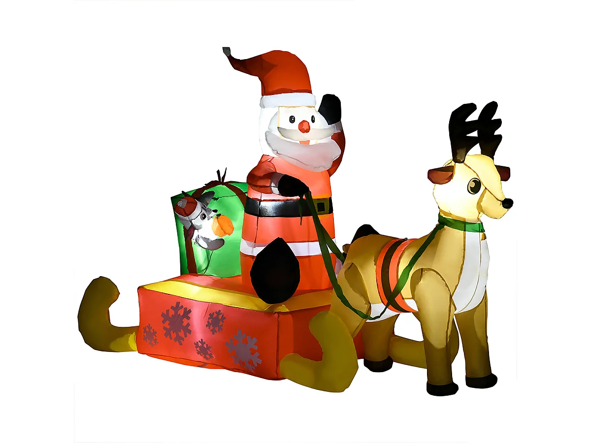 Aufblasbare Weihnachtsdeko mit LED-Beleuchtung Weihnachtsmann Weihnachtsbeleuchtung 1,22 m