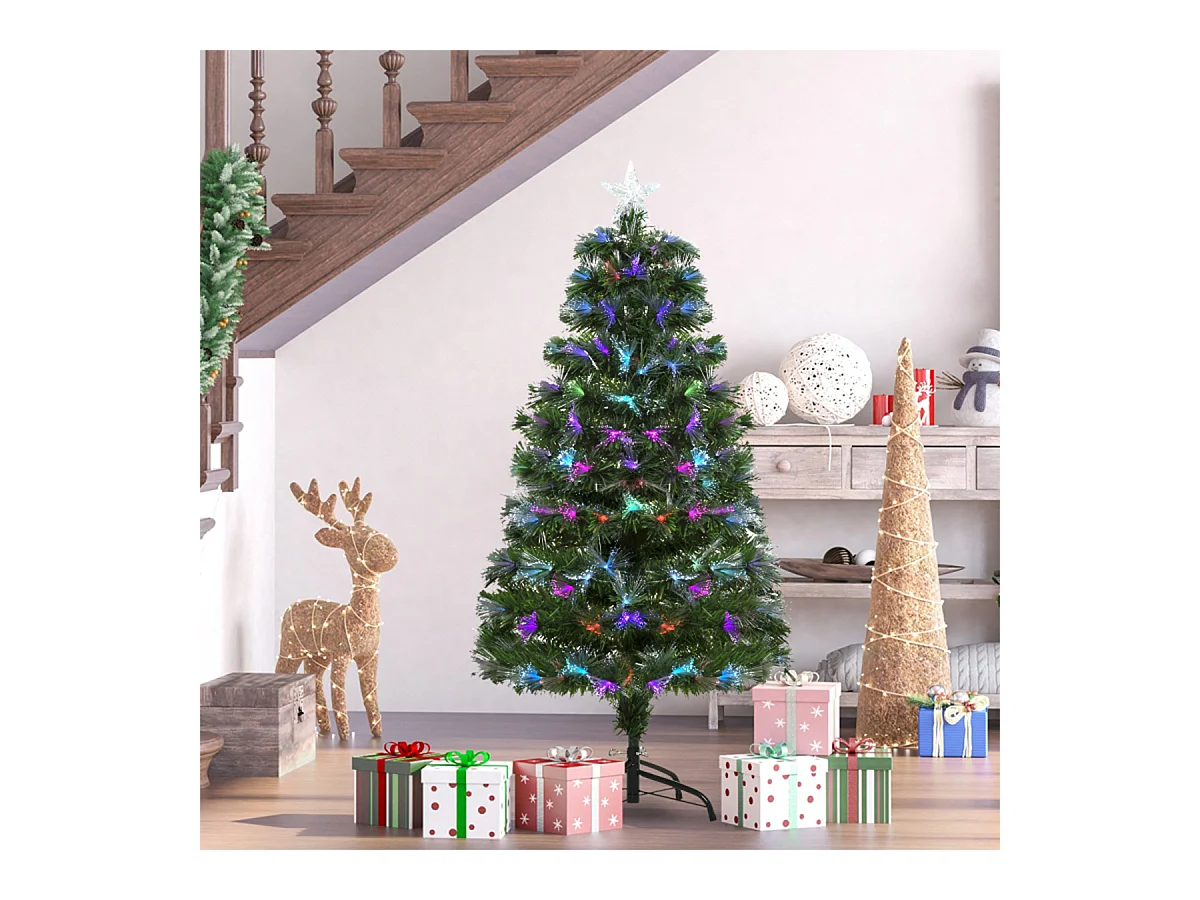 Weihnachtsbaum mit LED-Lichter und Sternspitze Künstlichen Weihnachten Tannenbaum 66cm x 66cm x 120cm Grün