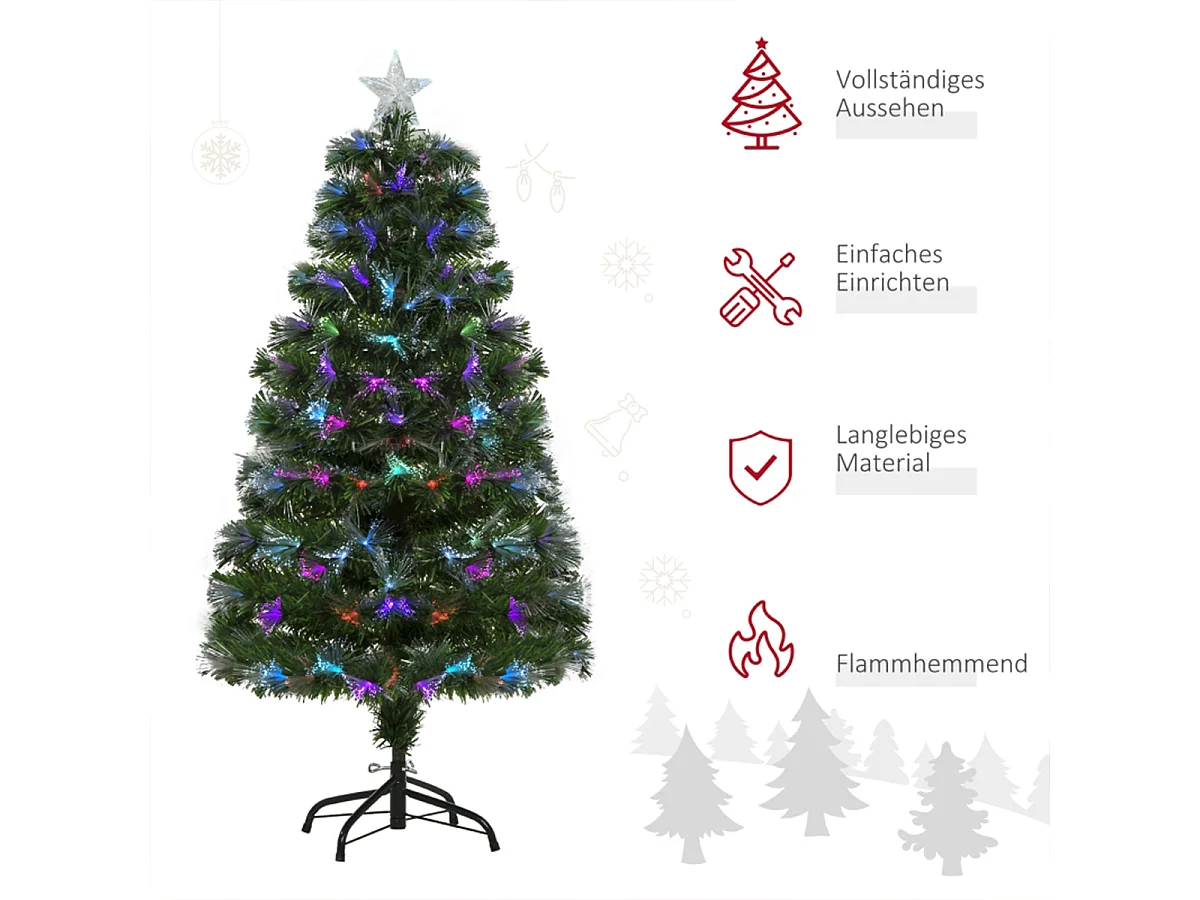Weihnachtsbaum mit LED-Lichter und Sternspitze Künstlichen Weihnachten Tannenbaum 66cm x 66cm x 120cm Grün