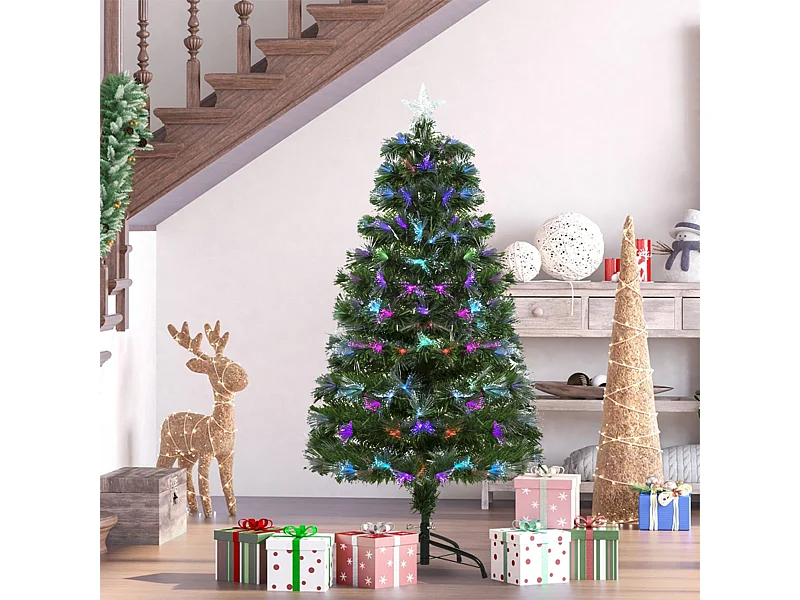 Weihnachtsbaum mit LED-Lichter und Sternspitze Künstlichen Weihnachten Tannenbaum 66cm x 66cm x 120cm Grün