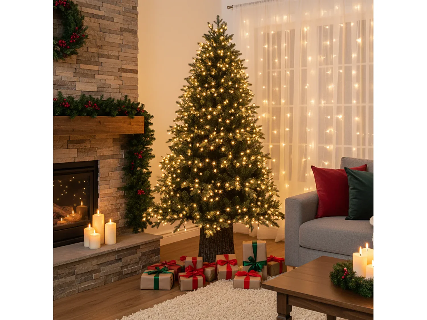 Sapin de Noël "Renne" avec tronc moderne inclus en PE effet Real Touch 240 cm de hauteur