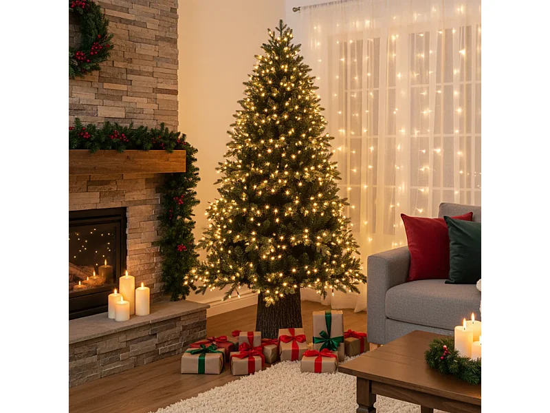 Kerstboom "Rendier" met moderne stam in PE Real Touch-effect, 240 cm hoog