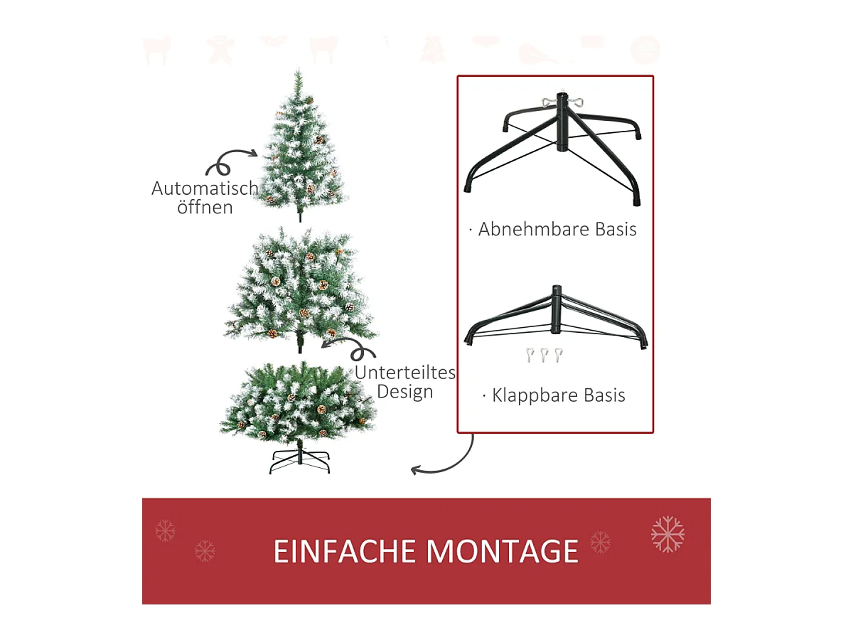 Weihnachtsbaum mit 800 Zweige und 61 Zapfen künstlichen Weihnachten Tannenbaum 180 cm
