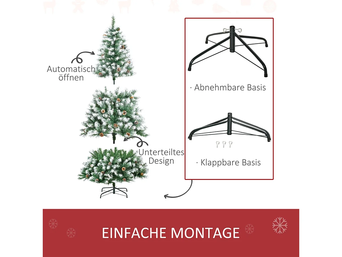 Weihnachtsbaum mit 800 Zweige und 61 Zapfen künstlichen Weihnachten Tannenbaum 180 cm